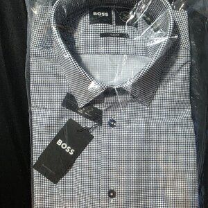 Boss Slim-fit shirt in printed performance-stretch fabric